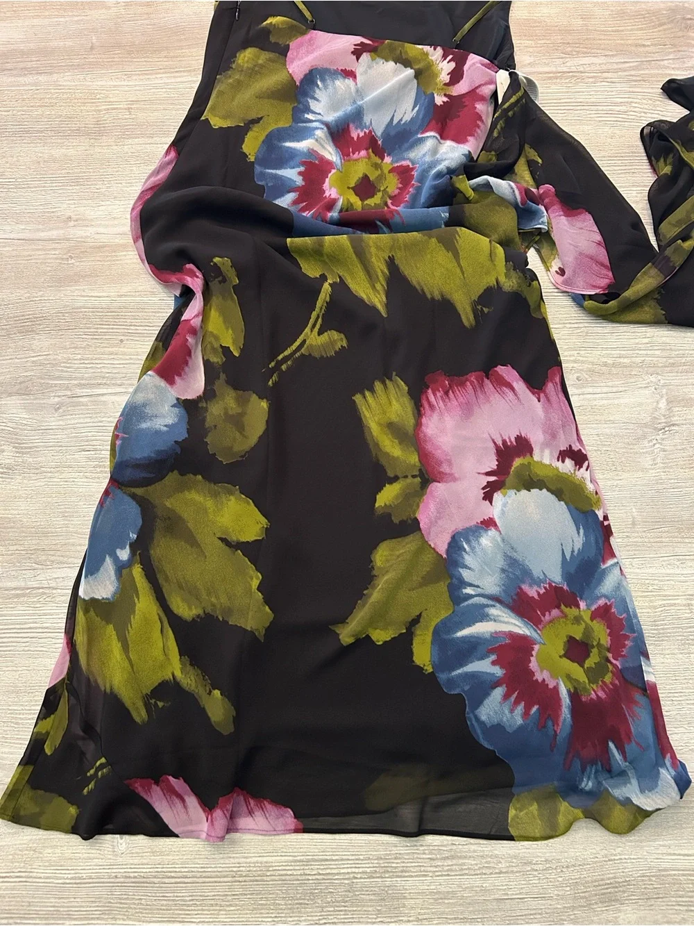 NEW! Abercrombie & Fitch One-Shoulder Draped Chiffon Floral Cowl Neck LP